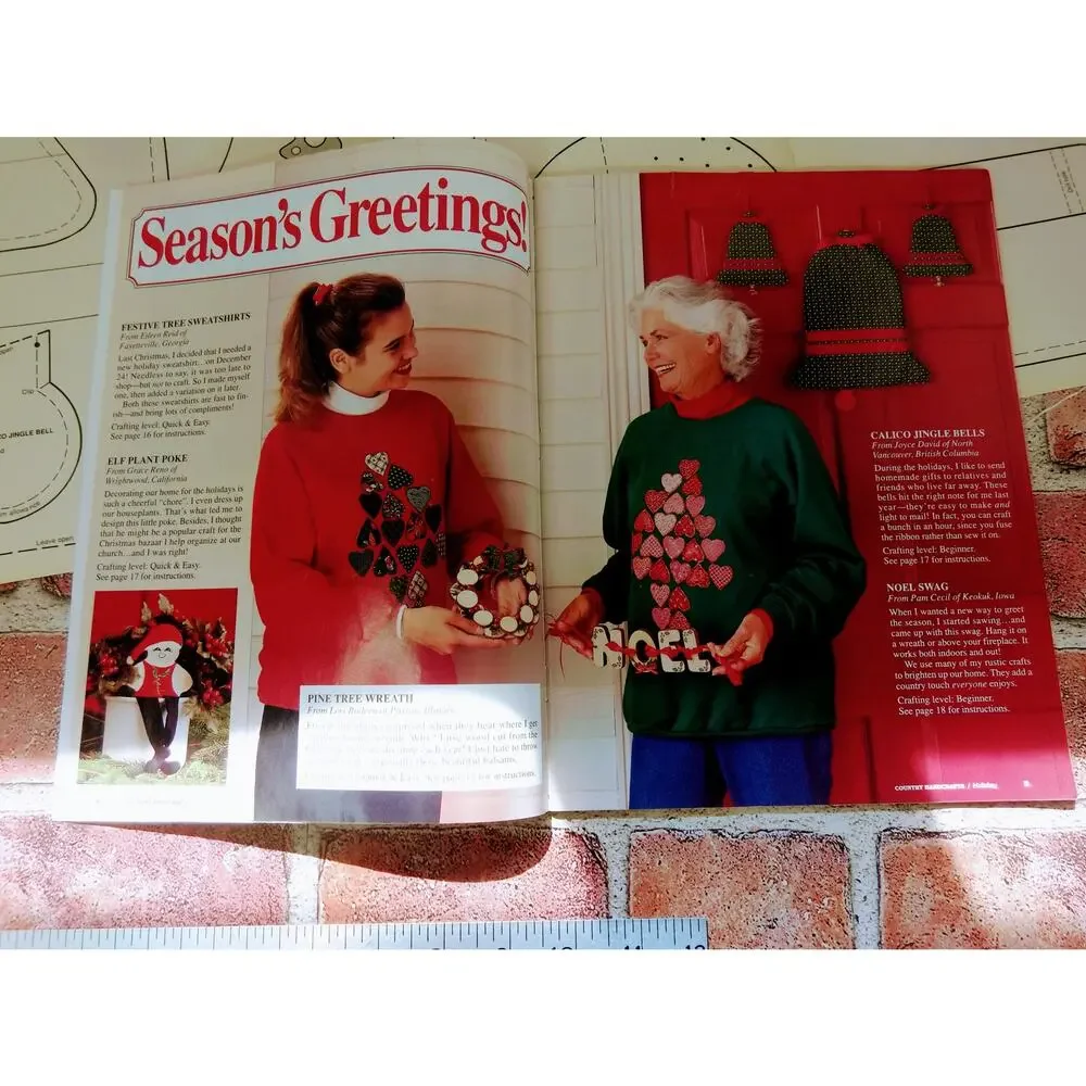 Country Handicrafts- Vtg 1992‎ - Holiday - Retro 90s Christmas Crafting Patterns